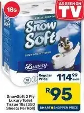Pick n Pay Hypermarket Snow soft - 2 ply luxury toilet tissue 18s offer