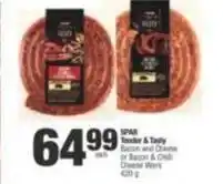Spar Spar - tender & tasty bacon and cheese or bacon & chili cheese wors offer