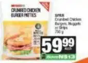 Spar Spar - crumbed chicken burger patties, burgers, nuggets or strips offer