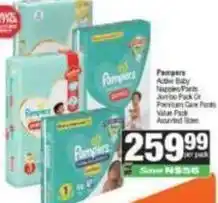 Spar Pampers - active baby napkins/pants jumbo pack or premium care pants value pack offer