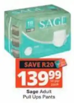 Checkers Sage Adult Pull Ups Pants offer