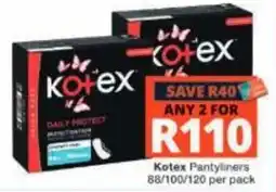 Checkers Kotex Pantyliners offer