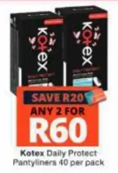 Checkers Kotex Daily Protect Pantyliners offer