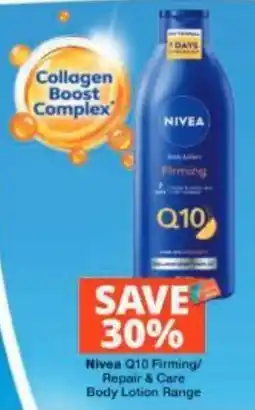 Checkers Nivea Q10 Firming/Repair & Care Body Lotion Range offer