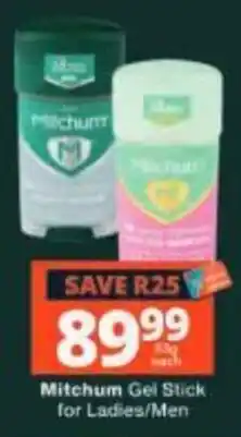 Checkers Mitchum Gel Stick for Ladies/Men offer