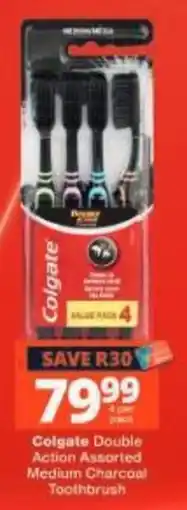 Checkers Colgate Double Action Assorted Medium Charcoal Toothbrush offer