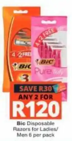 Checkers Bic Disposable Razors for Ladies/ Men offer