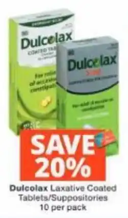 Checkers Dulcolax Laxative Coated Tablets/Suppositories offer
