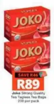 Checkers Hyper Jako Strong Quality Tea Tagless Tea Bags offer