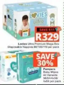 Checkers Hyper Lovies Ultra Premium Mega Box Disposable Nappies offer