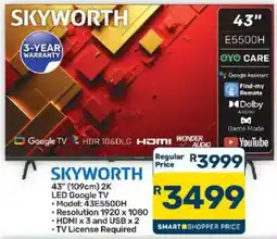 Pick n Pay SKYWORTH 43" (109cm) 2K LED Google TV offer