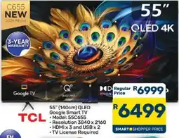 Pick n Pay TCL 55" QLED 4K Google Smart TV offer