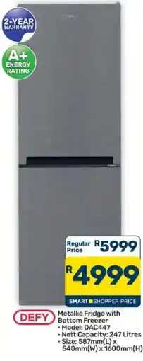 Pick n Pay DEFY Metallic Fridge with Bottom Freezer offer