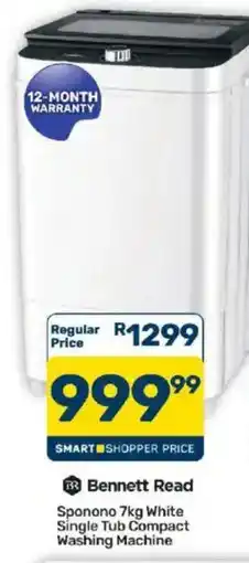 Pick n Pay Bennett Read Sponono 7kg White Single Tub Compact Washing Machine offer