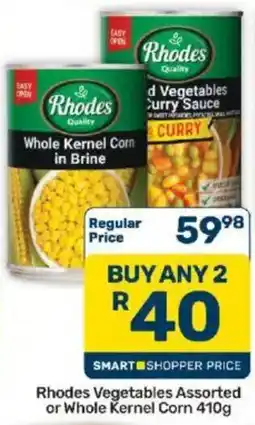 Pick n Pay Rhodes Vegetables Assorted or Whole Kernel Corn offer
