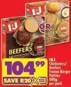 Shoprite I&j - chicksters/beefers frozen burger patties offer