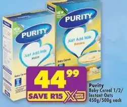 Shoprite Purity - baby cereal 1/2/ instant oats offer