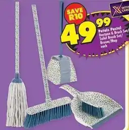 Shoprite Petals pastel dustpan & brush set/toilet brush set/broom/mop offer