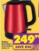 Shoprite Ottimo - red stainless steel cordless kettle 1,7l offer