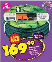 Shoprite Reinforced garden hose with fittings 5-piece per set offer