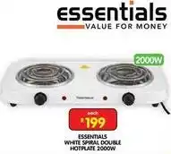 Shoprite Essentials - white spiral double hotplate 2000w offer