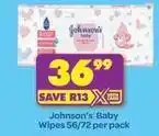 Shoprite Johnson's - baby wipes 56/72 per pack offer