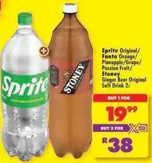 Shoprite Sprite - original/fanta orange/pineapple/grape/passion fruit/stoney ginger beer original soft drink offer