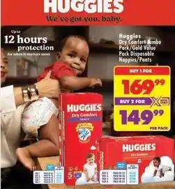 Shoprite Huggies - dry comfort jumbo pack disposable nappies/pants offer