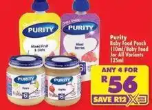 Shoprite Purity - baby food pouch / baby food jar offer