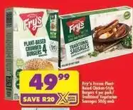 Shoprite Fry's - plant-based burgers and traditional sausages offer