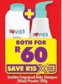 Shoprite Lovies - fragrant baby shampoo 200ml/powder 200g offer