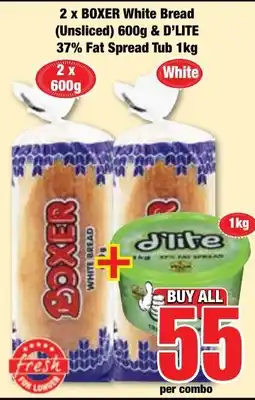 Boxer Superstores BOXER White Bread & D'LITE 37% Fat Spread Tub offer