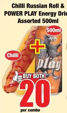 Boxer Superstores Chilli Russian Roll & POWER PLAY Energy Drink Assorted offer
