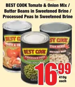 Boxer Superstores BEST COOK Tomato & Onion Mix / Butter Beans in Sweetened Brine / Processed Peas In Sweetened Brine offer