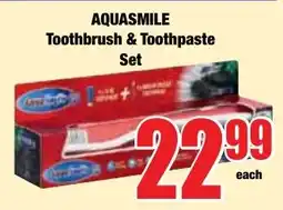 Boxer Superstores AQUASMILE Toothbrush & Toothpaste Set offer