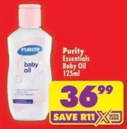 Shoprite Purity Essentials Baby Oil offer
