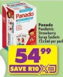 Shoprite Panado Paediatric Strawberry Syrup Sachets offer