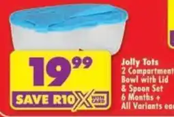 Shoprite Jolly Tots 2 Compartment Bowl with Lid & Spoon Set offer