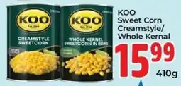 Elite Cash & Carry KOO Sweet Corn Creamstyle/Whole Kernel offer