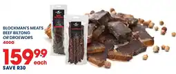 Econo Foods Blockman's Meats Beef Biltong or Droewors offer