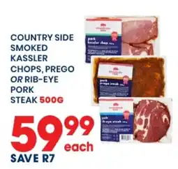 Econo Foods Country Side Smoked Kassler Chops, Prego or Rib-Eye Pork Steak offer