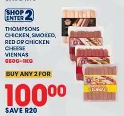 Econo Foods Thompsons Chicken, Smoked, Red or Chicken Cheese Viennas offer
