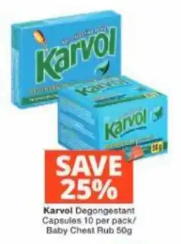 Checkers Karvol Degongestant Baby Chest Rub offer