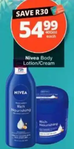 Checkers Nivea Body Lotion/Cream offer