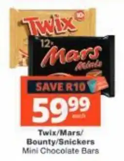 Checkers Twix/Mars/Bounty/Snickers Mini Chocolate Bars offer