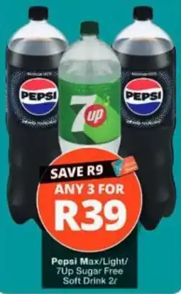 Checkers Pepsi Max/Light/7Up Sugar Free Soft Drink offer