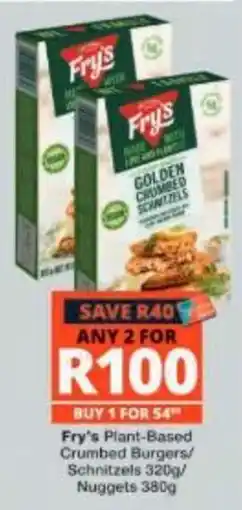 Checkers Fry's Plant-Based Crumbed Burgers/Schnitzels offer