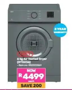 Game 6 kg Air Vented Dryer (DTD236) offer