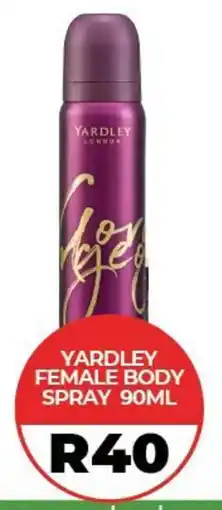 1UP Yardley Female Body Spray offer