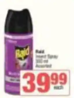 Spar Raid Insect Spray Assorted offer